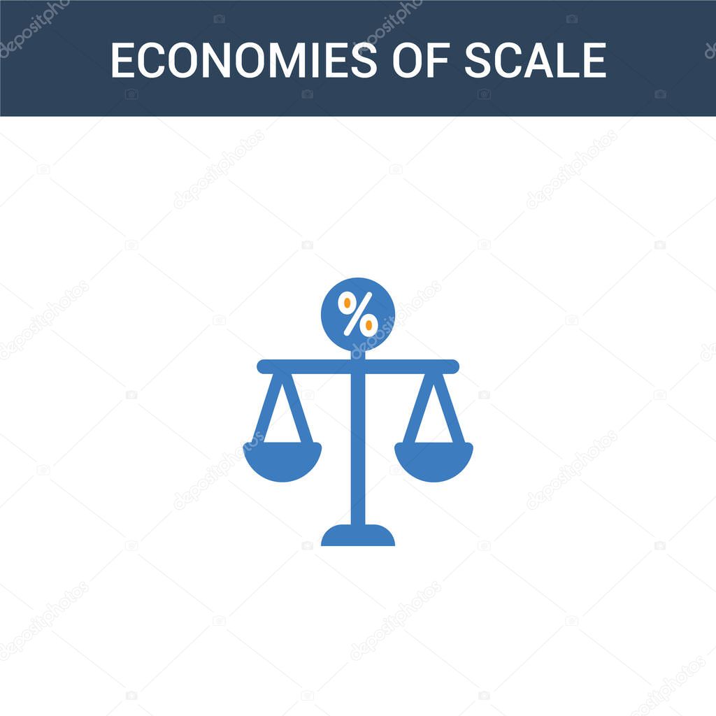 two colored Economies of scale concept vector icon. 2 color Economies of scale vector illustration. isolated blue and orange eps icon on white background.