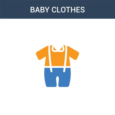 iki renkli bebek giysisi konsept vektör simgesi. 2 renk bebek giysisi vektör illüstrasyonu. Beyaz arkaplanda izole edilmiş mavi ve turuncu epinefrin simgesi.