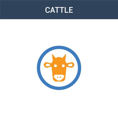 İki renkli sığır konsepti vektör simgesi. İki renk sığır vektör illüstrasyonu. Beyaz arkaplanda izole edilmiş mavi ve turuncu epinefrin simgesi.