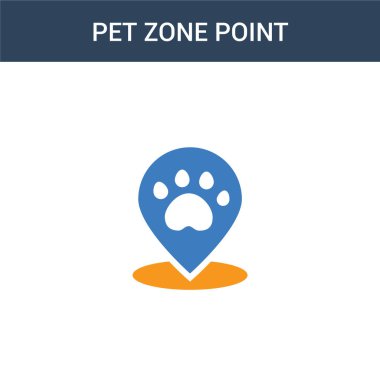 iki renkli Pet Zone Point konsept vektör simgesi. 2 renkli Pet Zone Point vektör çizimi. Beyaz arkaplanda izole edilmiş mavi ve turuncu epinefrin simgesi.