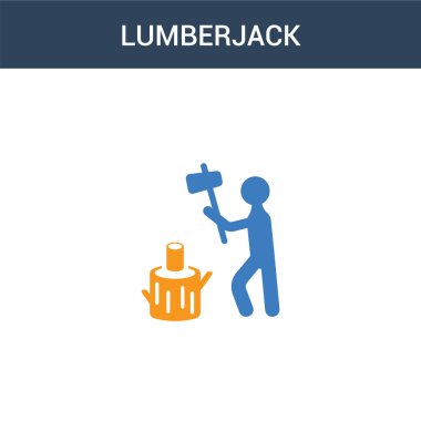 İki renkli Oduncu konsept vektör simgesi. 2 renk oduncu vektör çizimi. Beyaz arkaplanda izole edilmiş mavi ve turuncu epinefrin simgesi.