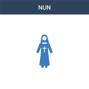 iki renkli rahibe konsept vektör simgesi. 2 renk rahibe vektör illüstrasyonu. Beyaz arkaplanda izole edilmiş mavi ve turuncu epinefrin simgesi.