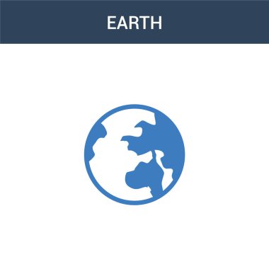 iki renkli Dünya konsept vektör simgesi. 2 renk Dünya vektör çizimi. Beyaz arkaplanda izole edilmiş mavi ve turuncu epinefrin simgesi.