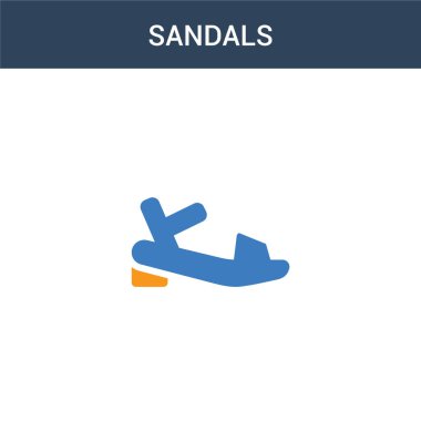 iki renkli Sandals konsept vektör simgesi. 2 renk Sandals vektör illüstrasyonu. Beyaz arkaplanda izole edilmiş mavi ve turuncu epinefrin simgesi.