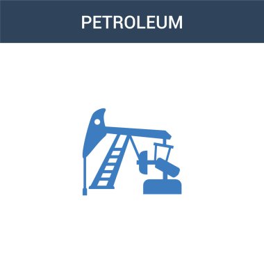 İki renkli Petrol konsept vektör ikonu. 2 renk Petrol vektör çizimi. Beyaz arkaplanda izole edilmiş mavi ve turuncu epinefrin simgesi.