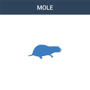 İki renkli Köstebek konsept vektör simgesi. 2 renk Mole vektör çizimi. Beyaz arkaplanda izole edilmiş mavi ve turuncu epinefrin simgesi.