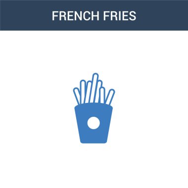 İki renkli patates kızartması konsept vektör ikonu. 2 renk patates kızartması vektör çizimi. Beyaz arkaplanda izole edilmiş mavi ve turuncu epinefrin simgesi.