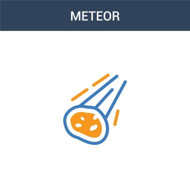 İki renkli Meteor konsept vektör simgesi. İki renk Meteor vektör çizimi. Beyaz arkaplanda izole edilmiş mavi ve turuncu epinefrin simgesi.