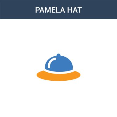 İki renkli Pamela şapka konsept vektör simgesi. 2 renk Pamela şapka vektör çizimi. Beyaz arkaplanda izole edilmiş mavi ve turuncu epinefrin simgesi.