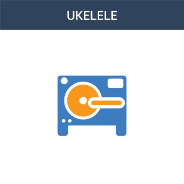 iki renkli Ukelele konsept vektör simgesi. 2 renk Ukelele vektör çizimi. Beyaz arkaplanda izole edilmiş mavi ve turuncu epinefrin simgesi.