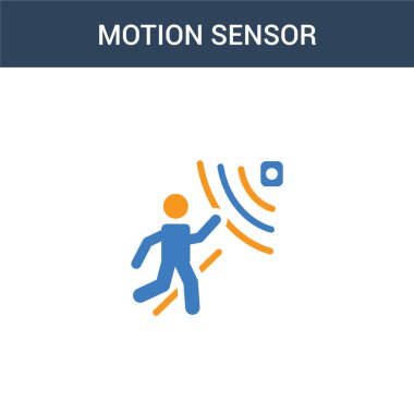 İki renkli Hareket algılayıcı konsept vektör simgesi. 2 renk Motion sensör çizimi. Beyaz arkaplanda izole edilmiş mavi ve turuncu epinefrin simgesi.