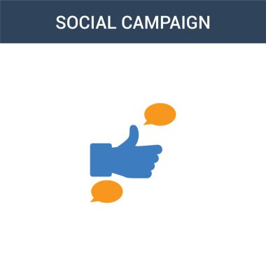 iki renkli sosyal kampanya konsept vektör simgesi. 2 renkli sosyal kampanya vektör illüstrasyonu. Beyaz arkaplanda izole edilmiş mavi ve turuncu epinefrin simgesi.