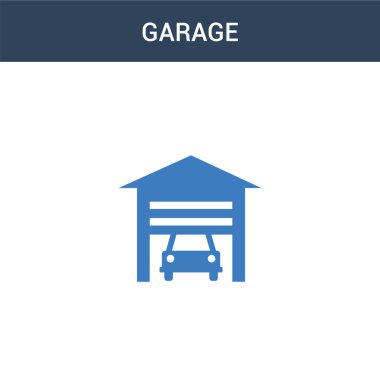 iki renkli garaj konsept vektör simgesi. 2 renk garaj vektör çizimi. Beyaz arkaplanda izole edilmiş mavi ve turuncu epinefrin simgesi.