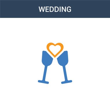 iki renkli Wedding konsept vektör ikonu. 2 renk düğün vektörü çizimi. Beyaz arkaplanda izole edilmiş mavi ve turuncu epinefrin simgesi.