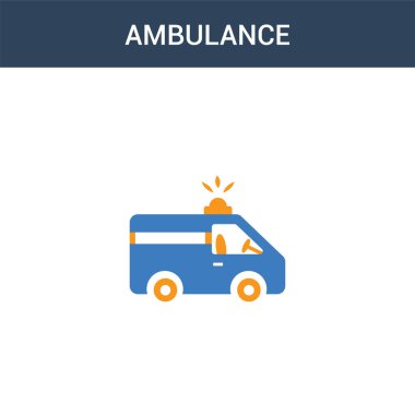 iki renkli ambülans konsept vektör simgesi. 2 renk ambulans vektör çizimi. Beyaz arkaplanda izole edilmiş mavi ve turuncu epinefrin simgesi.