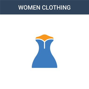 İki renkli kadın giyimi konsept vektör simgesi. İki renkli Kadın Giyim Vektör Çizimi. Beyaz arkaplanda izole edilmiş mavi ve turuncu epinefrin simgesi.