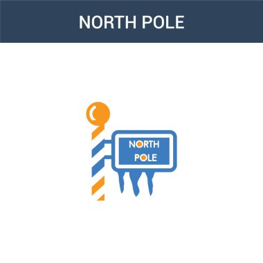 İki renkli Kuzey Kutbu konsept vektör simgesi. 2 renk Kuzey Kutbu vektör çizimi. Beyaz arkaplanda izole edilmiş mavi ve turuncu epinefrin simgesi.