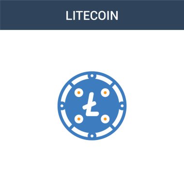 iki renkli Litecoin konsept vektör simgesi. 2 renk Litecoin vektör illüstrasyonu. Beyaz arkaplanda izole edilmiş mavi ve turuncu epinefrin simgesi.