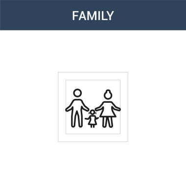 iki renkli aile konsept vektör simgesi. 2 renk Aile vektör çizimi. Beyaz arkaplanda izole edilmiş mavi ve turuncu epinefrin simgesi.