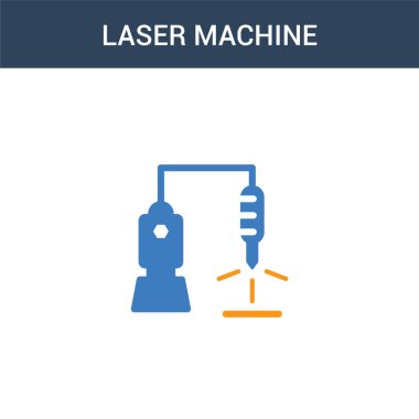 İki renkli Laser Machine konsept vektör ikonu. 2 renkli Laser Machine vektör çizimi. Beyaz arkaplanda izole edilmiş mavi ve turuncu epinefrin simgesi.