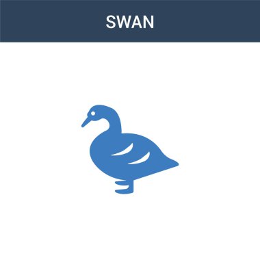 iki renkli Kuğu konsept vektör simgesi. 2 renk Kuğu vektör çizimi. Beyaz arkaplanda izole edilmiş mavi ve turuncu epinefrin simgesi.