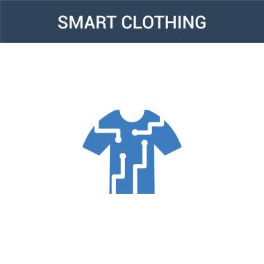 iki renkli akıllı giyim konsept vektör simgesi. 2 renk Akıllı giyim vektörü çizimi. Beyaz arkaplanda izole edilmiş mavi ve turuncu epinefrin simgesi.