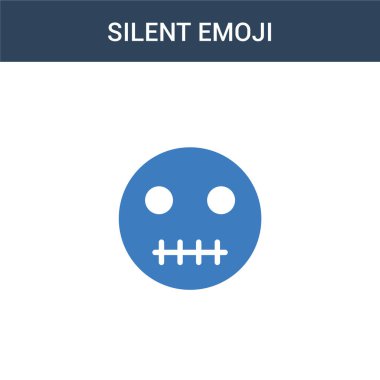 İki renkli Silent emoji konsept vektör simgesi. 2 renk Silent emoji vektör çizimi. Beyaz arkaplanda izole edilmiş mavi ve turuncu epinefrin simgesi.