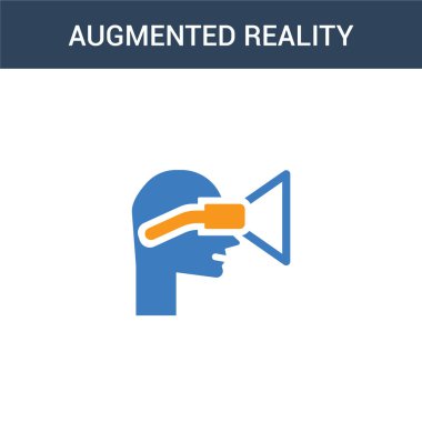 İki renkli artırılmış gerçeklik konsepti vektör ikonu. 2 renk artırılmış gerçeklik vektörü çizimi. Beyaz arkaplanda izole edilmiş mavi ve turuncu epinefrin simgesi.