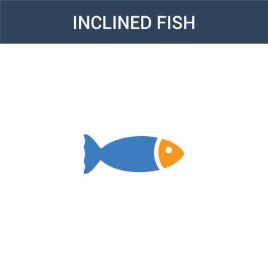 iki renkli Inclined Fish konsept vektör simgesi. 2 renkli Inclined Fish vektör çizimi. Beyaz arkaplanda izole edilmiş mavi ve turuncu epinefrin simgesi.