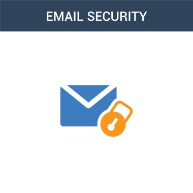 iki renkli e-posta güvenlik konsept vektör simgesi. 2 renkli e-posta güvenlik vektör çizimi. Beyaz arkaplanda izole edilmiş mavi ve turuncu epinefrin simgesi.