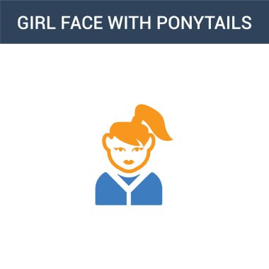 Two colored Girl face with ponytails concept vector icon. 2 color Girl face with ponytails vector illustration. isolated blue and orange eps icon on white background. vector Two colored Girl face with ponytails concept vector icon. 2 color Girl face with ponytails vector illustration. isolated blue and orange eps icon on white background. vector