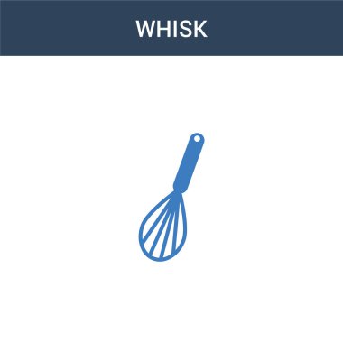 iki renkli Whisk konsept vektör simgesi. 2 renk çırpma vektör çizimi. Beyaz arkaplanda izole edilmiş mavi ve turuncu epinefrin simgesi.