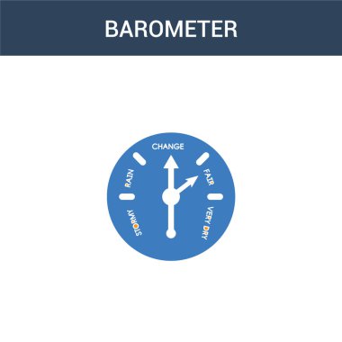 iki renkli Barometre konsept vektör simgesi. 2 renkli Barometre vektör çizimi. Beyaz arkaplanda izole edilmiş mavi ve turuncu epinefrin simgesi.