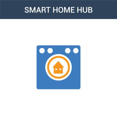 İki renkli akıllı ev merkezi konsept vektör ikonu. 2 renk akıllı ev merkezi vektör çizimi. Beyaz arkaplanda izole edilmiş mavi ve turuncu epinefrin simgesi.