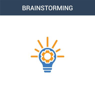 İki renkli Beyin Fırtınası konsept vektör simgesi. 2 renk Beyin Fırtınası vektör çizimi. Beyaz arkaplanda izole edilmiş mavi ve turuncu epinefrin simgesi.