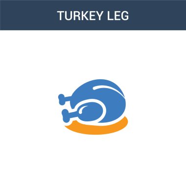 iki renkli hindi bacağı konsept vektör simgesi. 2 renk hindi bacağı çizimi. Beyaz arkaplanda izole edilmiş mavi ve turuncu epinefrin simgesi.