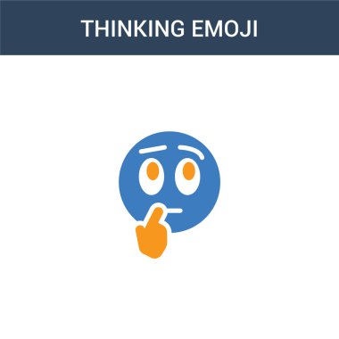 İki renkli Düşünen emoji konsept vektör simgesi. 2 renk emoji vektör çizimi. Beyaz arkaplanda izole edilmiş mavi ve turuncu epinefrin simgesi.