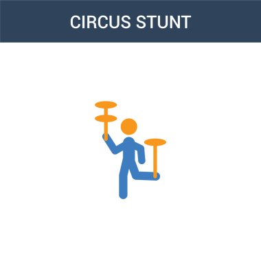 İki renkli Sirk dublör konsept vektör ikonu. 2 renk Sirk dublör çizimi. Beyaz arkaplanda izole edilmiş mavi ve turuncu epinefrin simgesi.