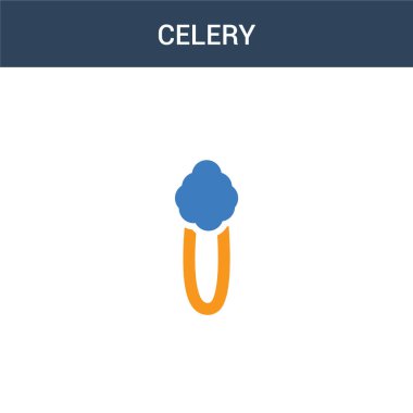 İki renkli Kereviz konsept vektör ikonu. 2 renk Kereviz vektör çizimi. Beyaz arkaplanda izole edilmiş mavi ve turuncu epinefrin simgesi.