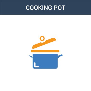 İki renkli tencere konsepti vektör simgesi. 2 renk tencere vektör çizimi. Beyaz arkaplanda izole edilmiş mavi ve turuncu epinefrin simgesi.