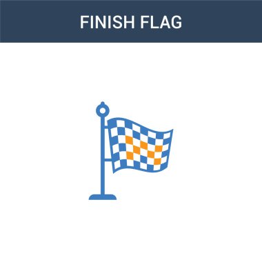 iki renkli bayrak konsepti vektör simgesi. 2 renk Bitir Bayrak vektör çizimi. Beyaz arkaplanda izole edilmiş mavi ve turuncu epinefrin simgesi.