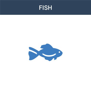 iki renkli balık konsepti vektör simgesi. 2 renk Fish vektör çizimi. Beyaz arkaplanda izole edilmiş mavi ve turuncu epinefrin simgesi.