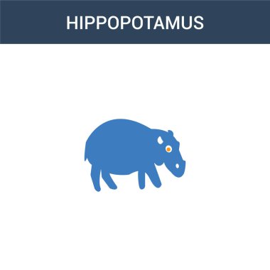 iki renkli hipopotam konsept vektör ikonu. 2 renk Hippopotamus vektör çizimi. Beyaz arkaplanda izole edilmiş mavi ve turuncu epinefrin simgesi.