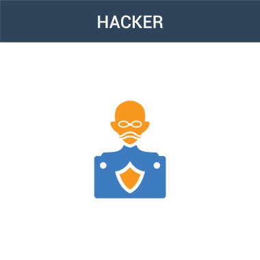 iki renkli Hacker konsept vektör simgesi. 2 renk Hacker vektör illüstrasyonu. Beyaz arkaplanda izole edilmiş mavi ve turuncu epinefrin simgesi.