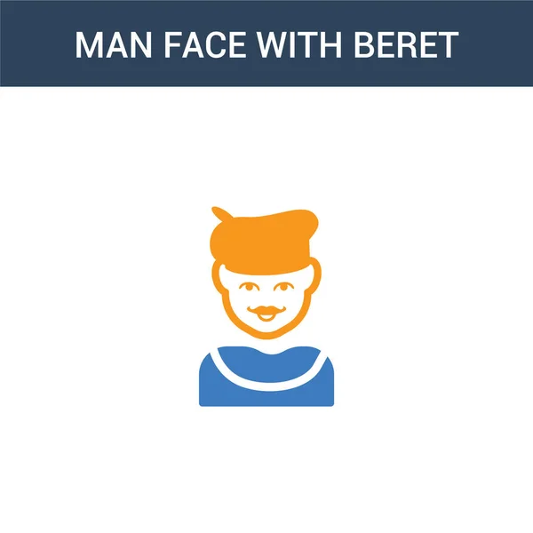 Deux Visage Homme Couleur Avec Béret Icône Vectorielle Concept Bouc — Image vectorielle
