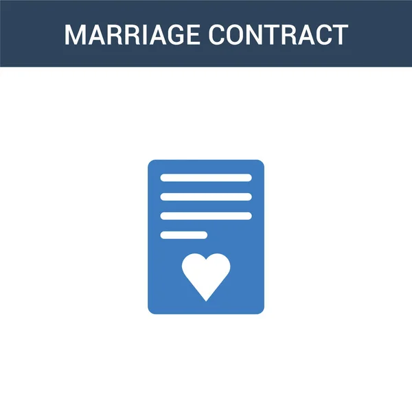 Twee Gekleurde Huwelijkscontract Concept Vector Icoon Kleur Huwelijk Contract Vector — Stockvector