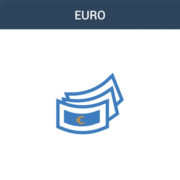 Two Colored Euro Concept Vector Icon Color Euro Vector Illustration — Stock Vector