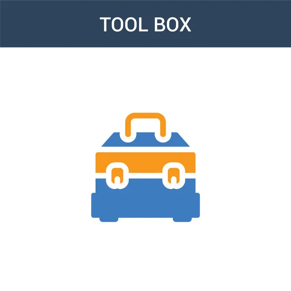 Twee Gekleurde Tool Box Concept Vector Icoon Kleur Gereedschap Doos — Stockvector