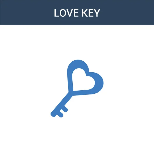 Två Färgade Kärlek Key Koncept Vektor Ikon Färg Kärlek Nyckel — Stock vektor