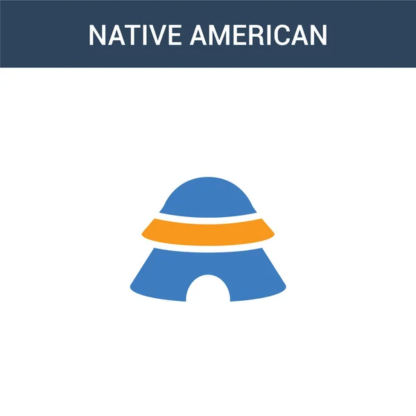 Dois Colorido Nativo Americano Wigwam Conceito Vetor Ícone Cor Native — Vetor de Stock